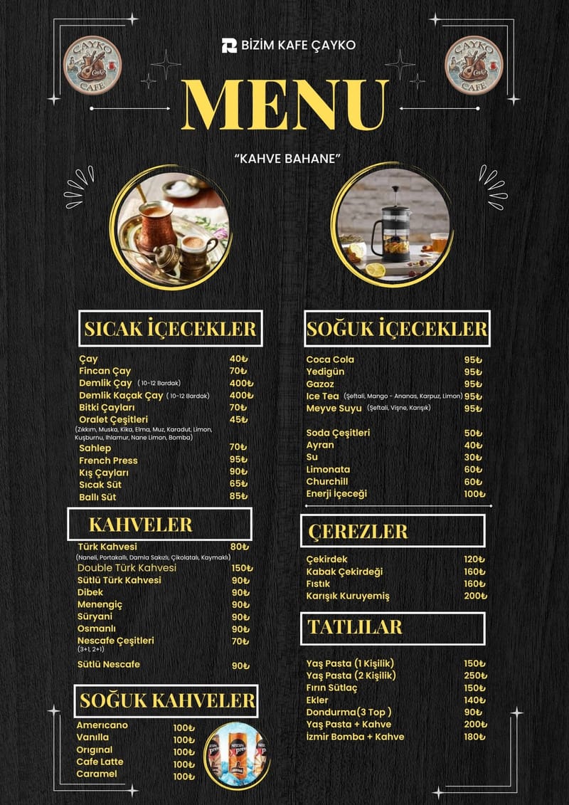 Bizim Kafe Çayko İçecek Menüsü